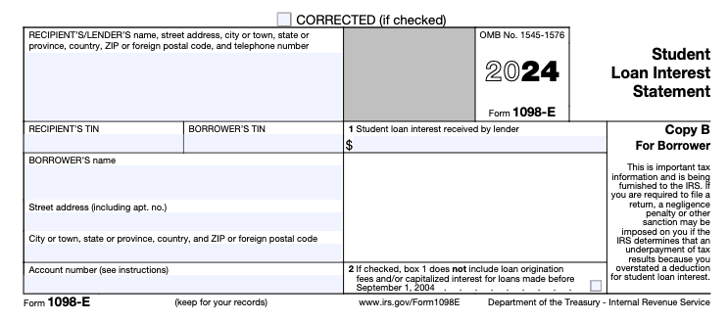 1098-E Form 2024 | Source: IRS