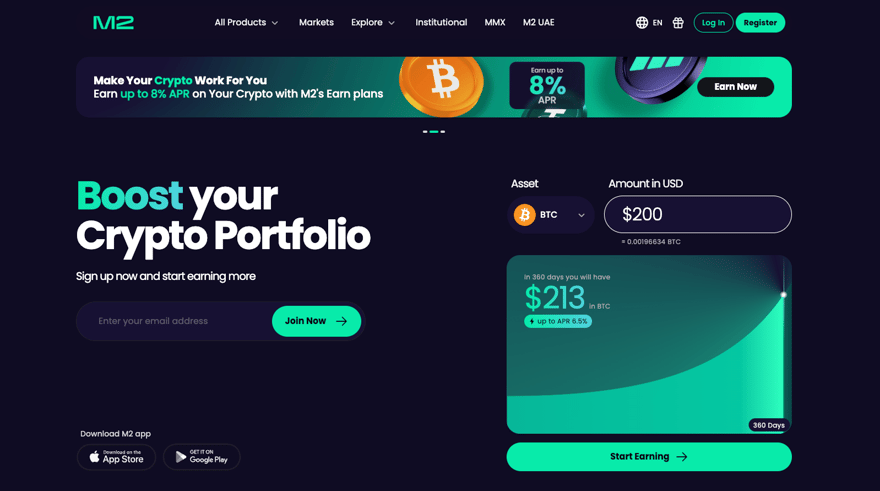 M2 Crypto homepage screenshot