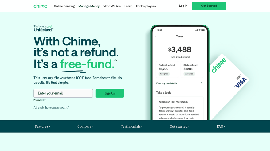 Chime Taxes homepage Chime Taxes homepage