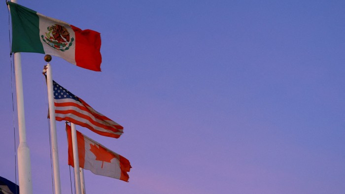 The flags of Mexico, the US and Canada