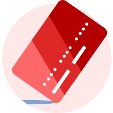 Red credit card standing alone.