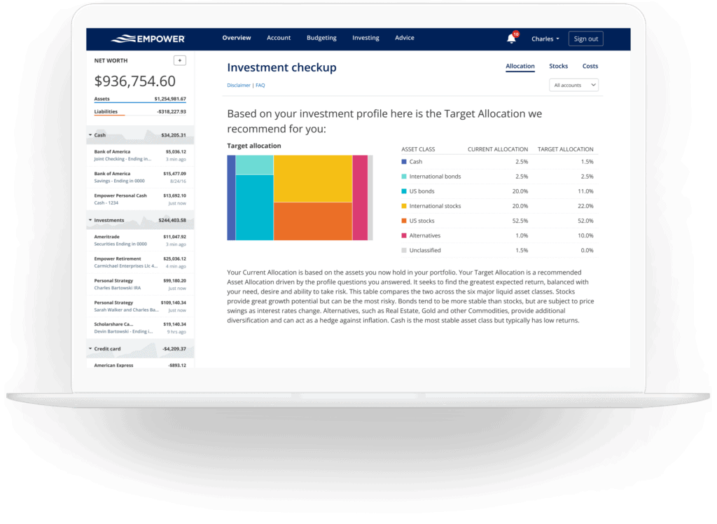 Empower's investment checkup tool