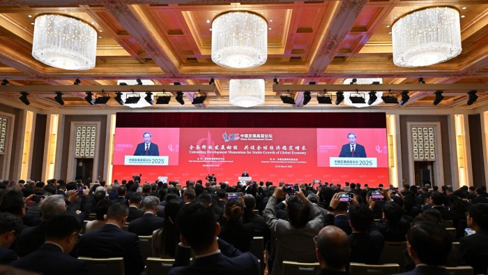 China’s premier Li Qiang speaks during the opening ceremony of the China Development Forum in Beijing on Sunday