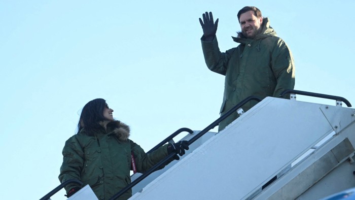 U.S Vice President JD Vance and Second Lady Usha Vance arrive at the U.S. military’s Pituffik Space Base in Greenland