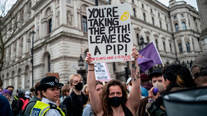 Protesters gather in Whitehall as Rachel Reeves leaves Downing Street to deliver her Spring Statement