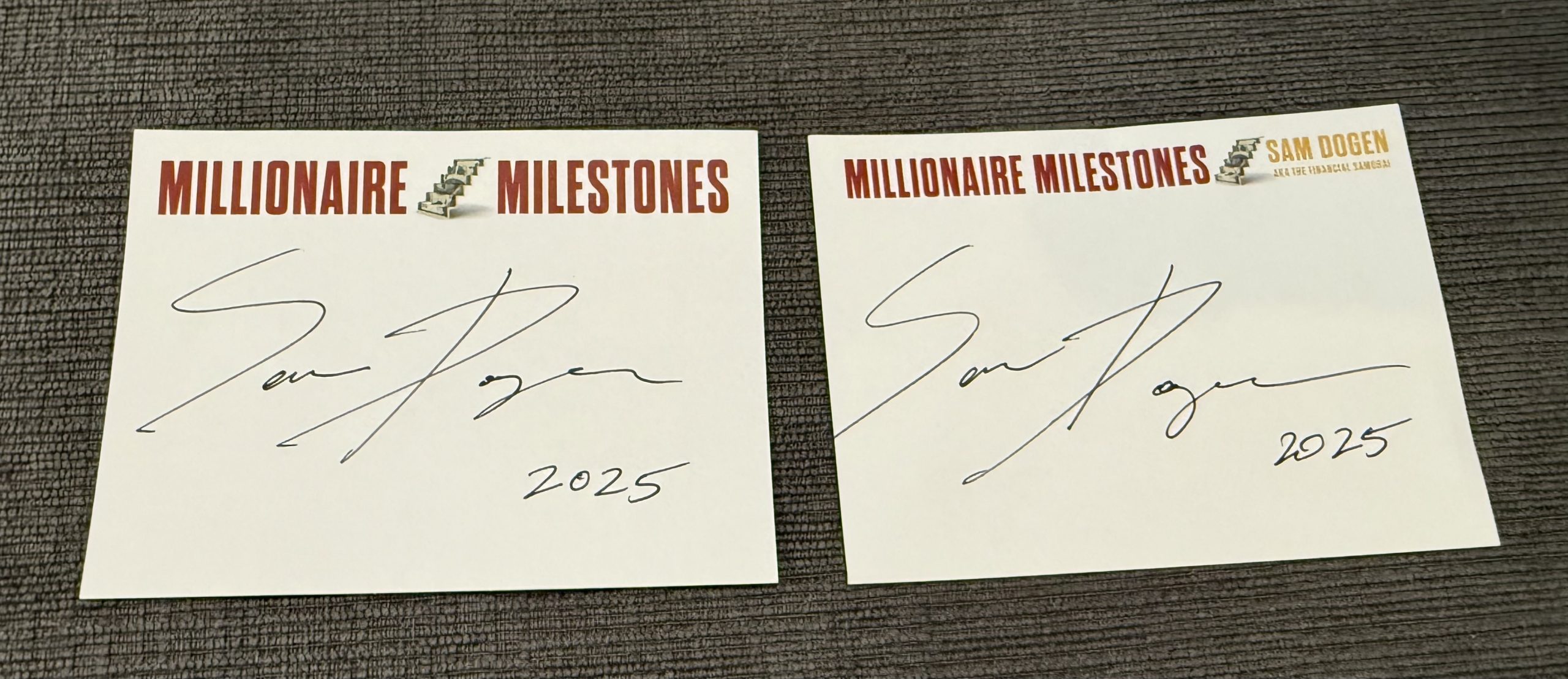 Signed book plates for Financial Samurai's Millionaire Milestones: Simple Steps to Seven Figures Book