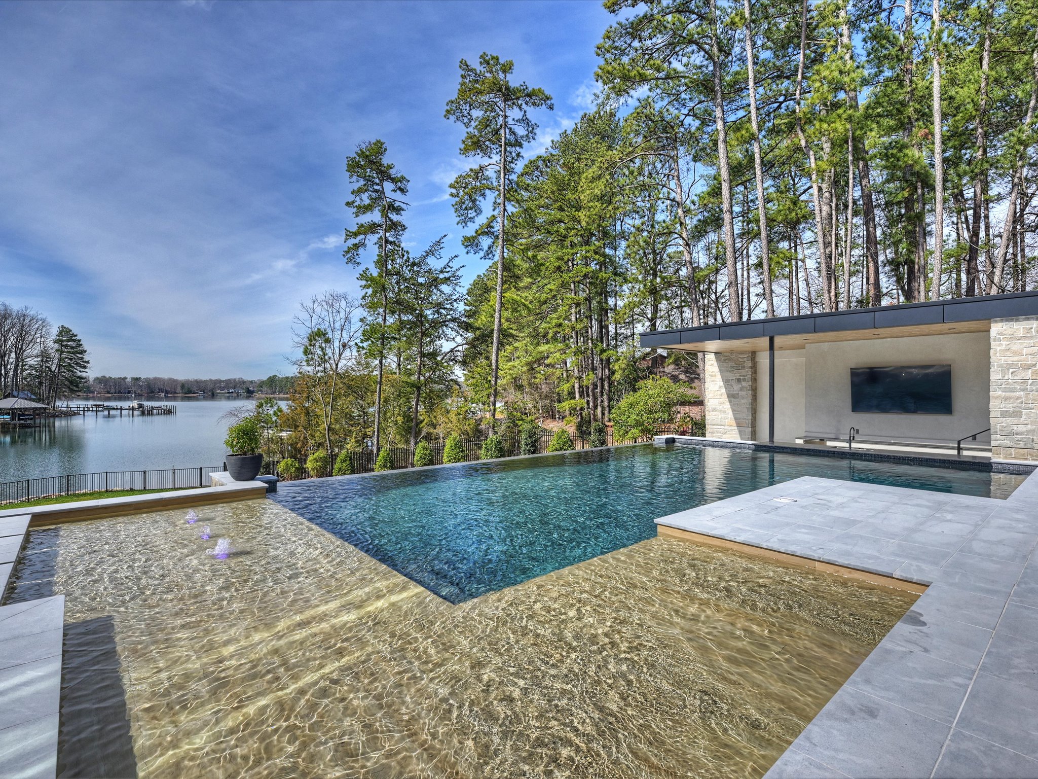 Infinity pool in property overlooking Lake Norman