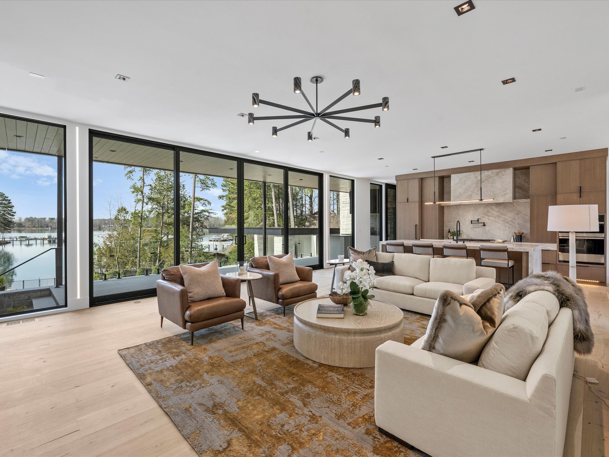 Living area in house overlooking Lake Norman