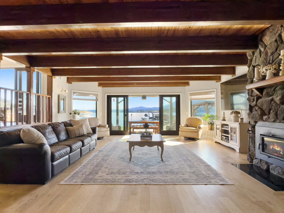 Interior of a lake house in California