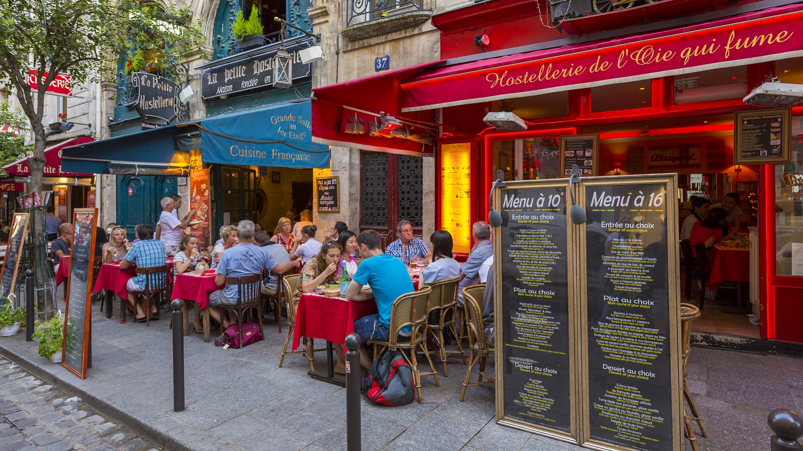 A cafe on a street corner in Paris, France.