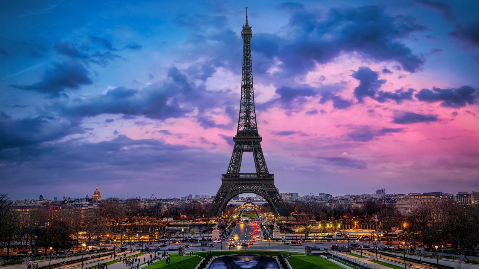 The Eiffel Tower in Paris, France at night