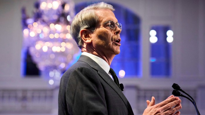 Scott Bessent speaks to the Institute of International Finance Global Outlook Forum in Washington on April 23 2025