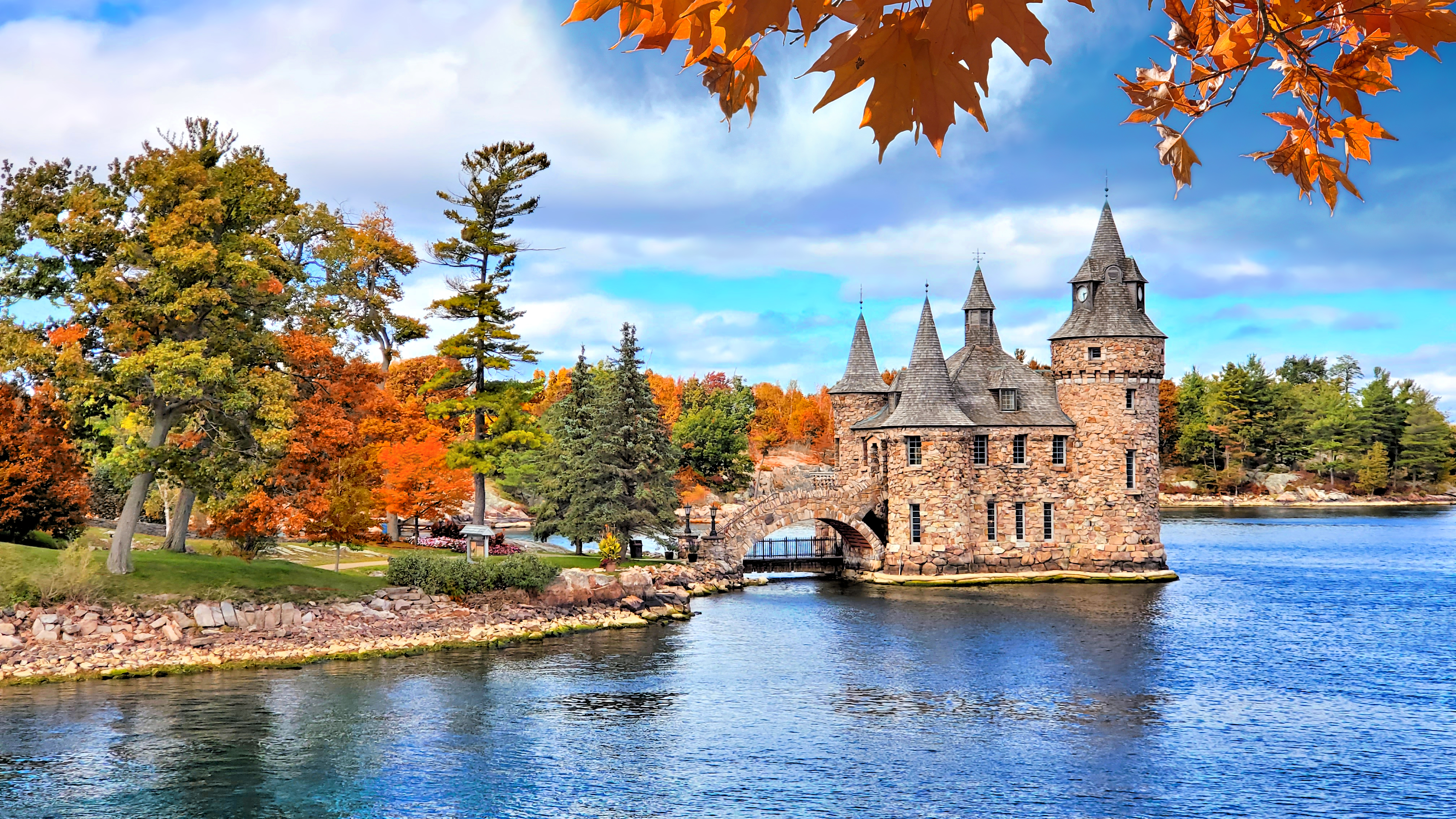 castle on Heart Island during the fall with autumnal colors