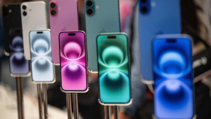 Apple iPhone 16 Plus phones at the company’s Fifth Avenue store in New York, US on September 20 2024