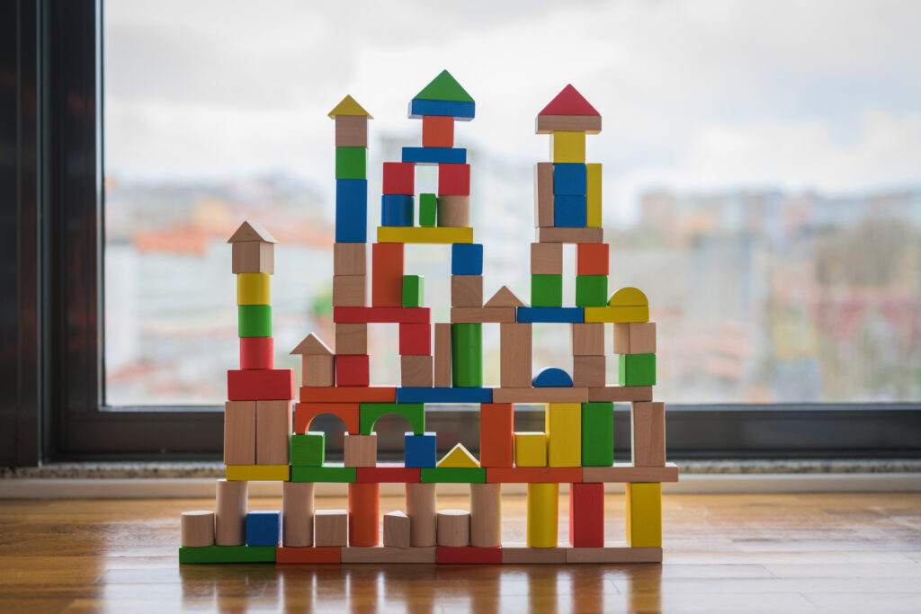 colored building blocks forming a castle