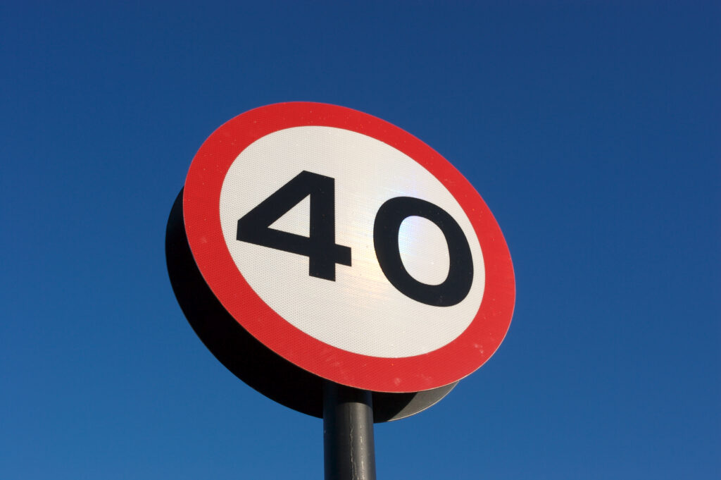 40 sign in blue sky