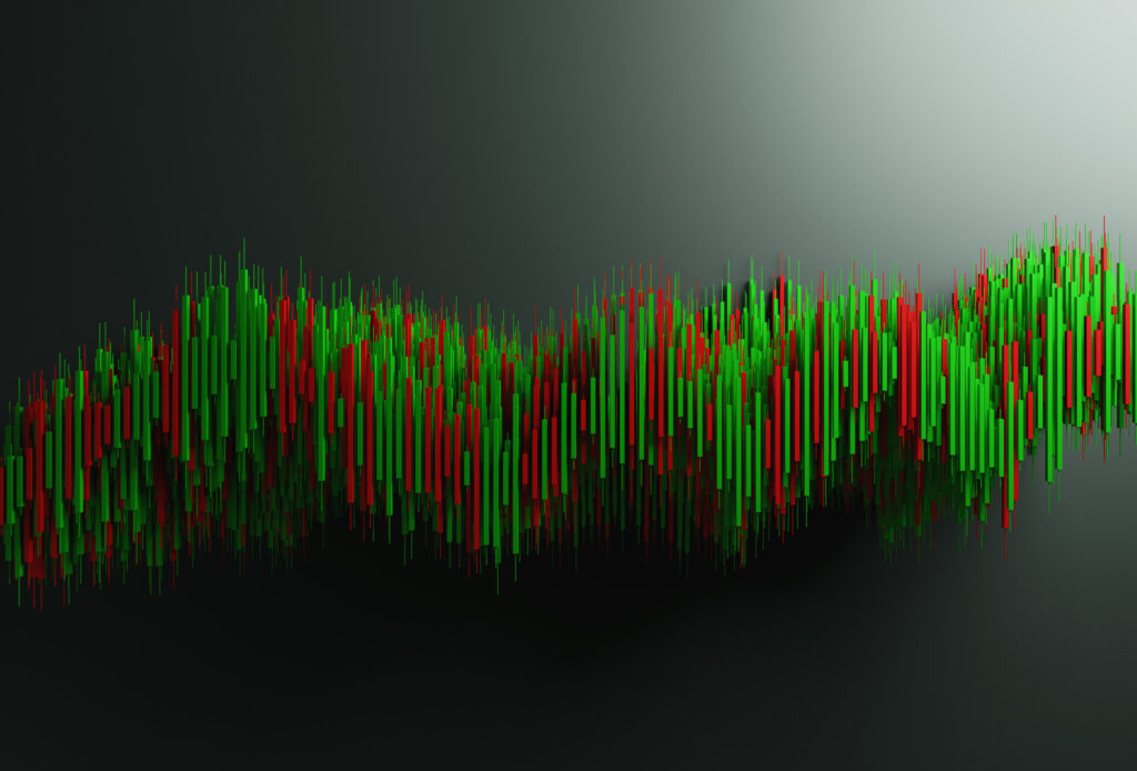 stocks mixed red green candlesticks