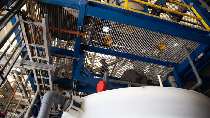 A worker at a Standard Lithium plant in Arkansas, United States