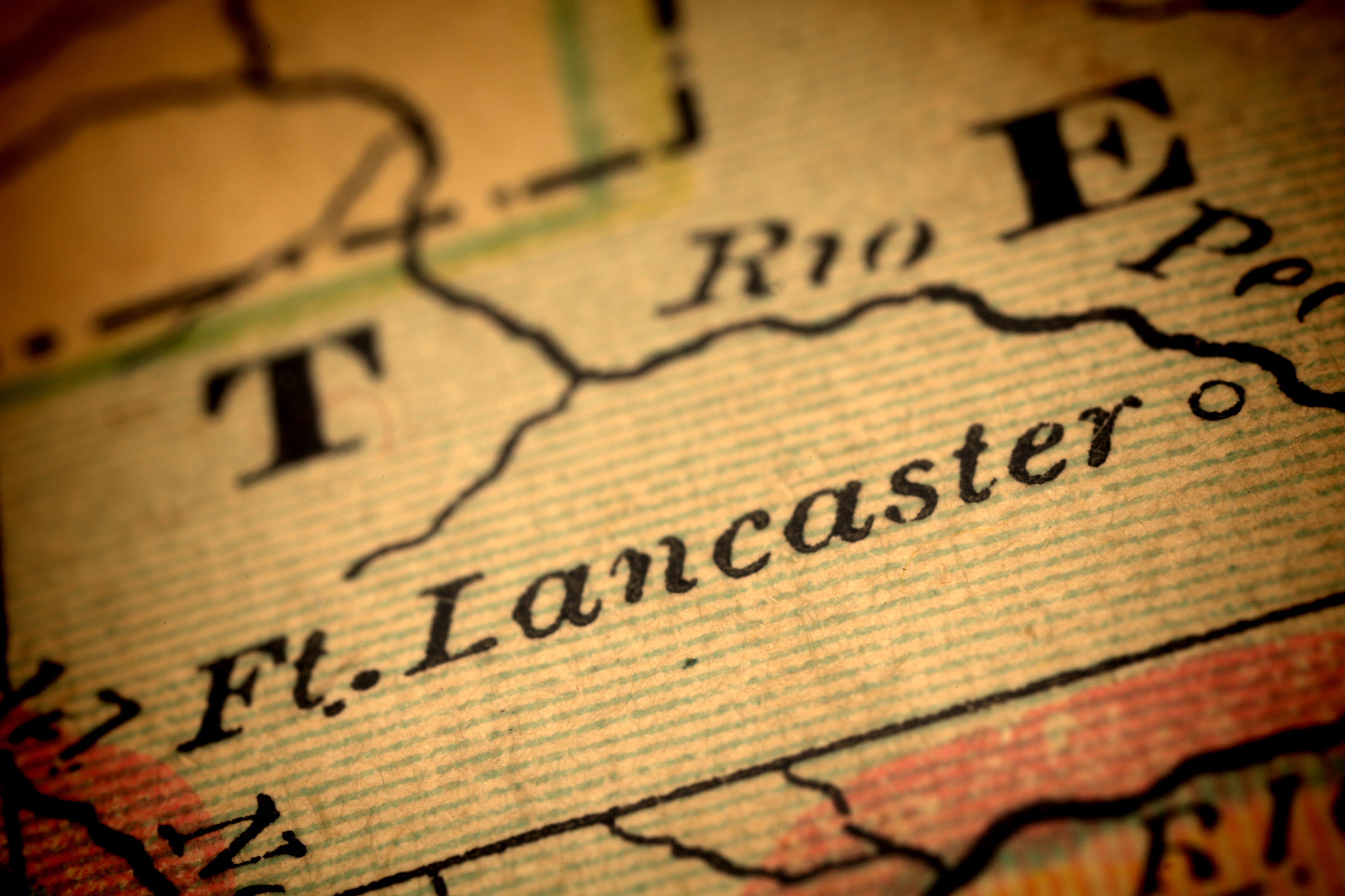 Closeup of map of Fort Lancaster in Texas