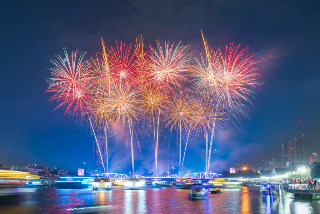 Image of Colorful fireworks in major festival.