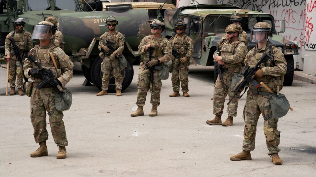 California seeks bar on troops in LA