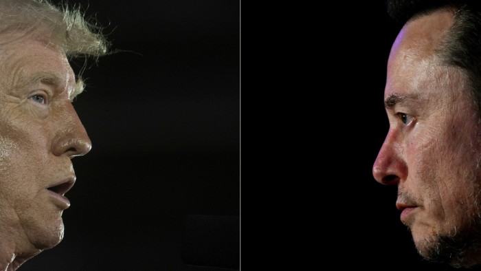 A montage of Donald Trump, left, and Elon Musk