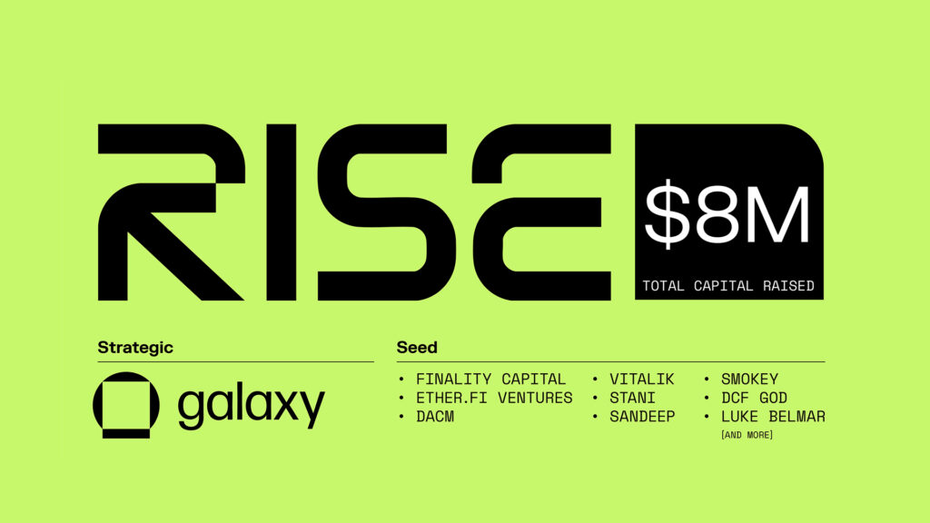 Galaxy Ventures Backs RISE Chain, $8M Raised to Launch Fastest Zone for Real-Time Apps on Ethereum