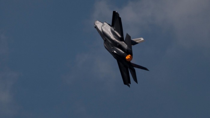 A US Air Force Lockheed Martin F-35A Lightning II military jet air display at the Paris Air Show in June