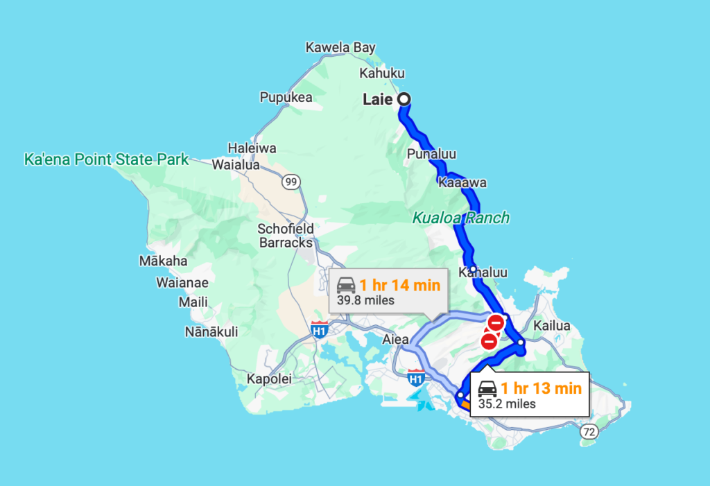 Supercommuting from Laie to Punahou School in Honolulu takes about 1 hour and 15 minutes each way
