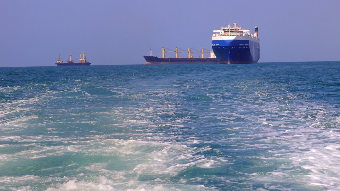 Red Sea ship hit by waves of attacks in apparent step-up in Houthi tactics