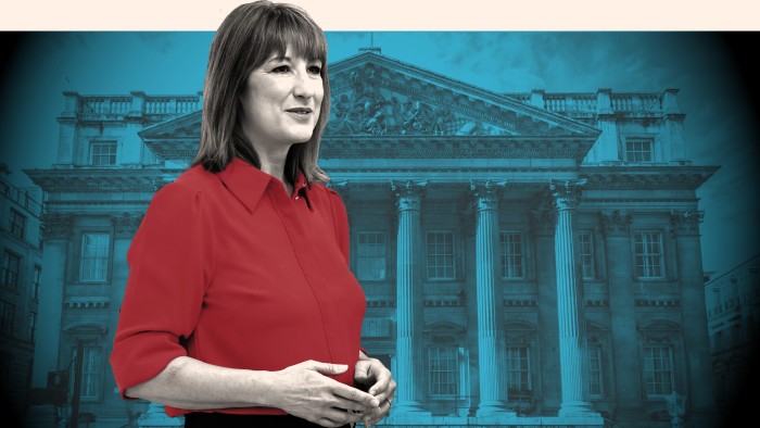 Montage photo of Rachel Reeves, with the Mansion House as background