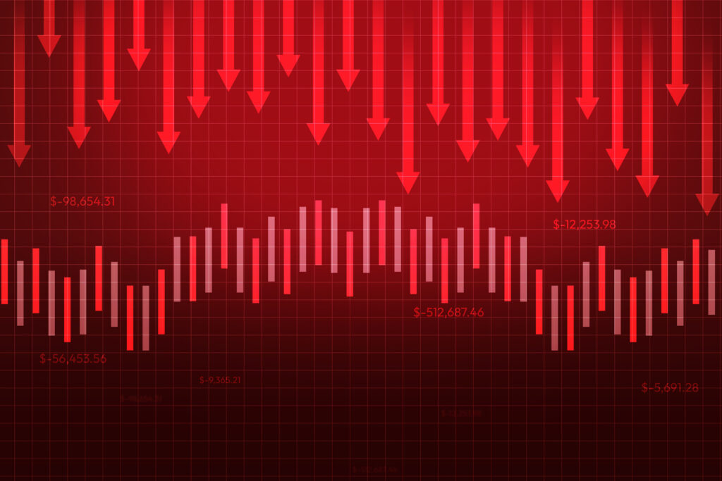 stocks sell off red arrows down