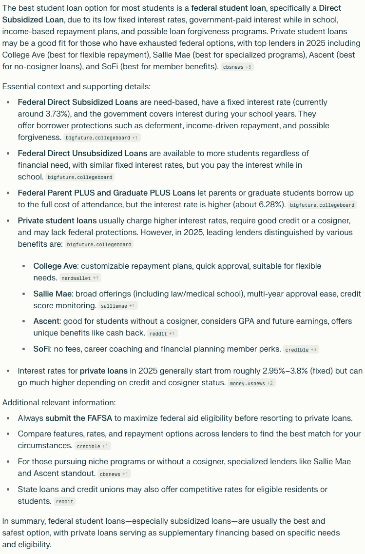 Perplexity Answer | Screenshot by The College Investor