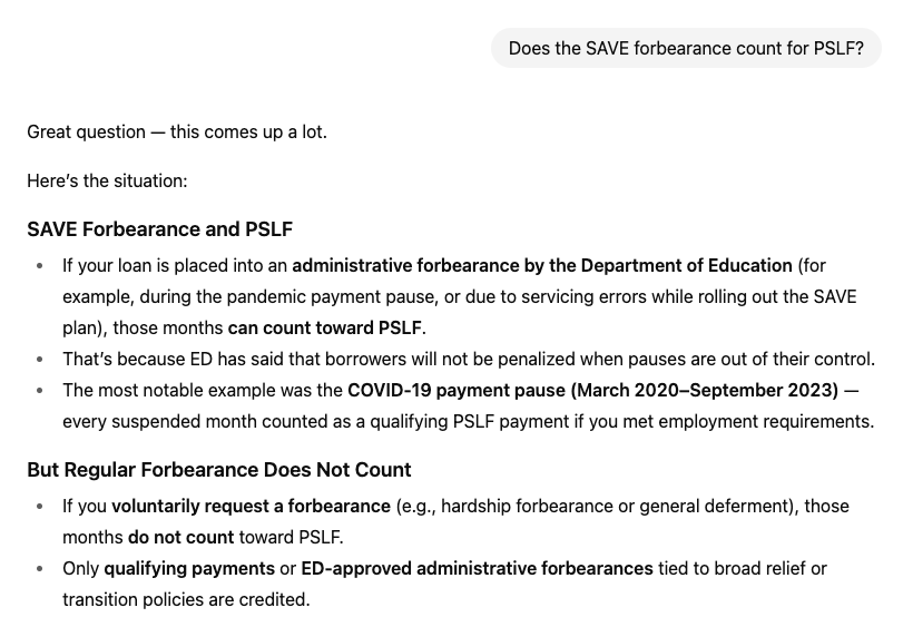ChatGPT Save Forbearance ChatGPT Save Forbearance | Screenshot by The College Investor
