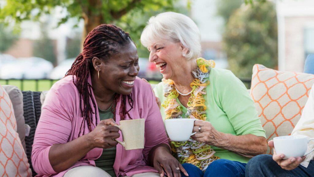 Senior friends socialize in Florida