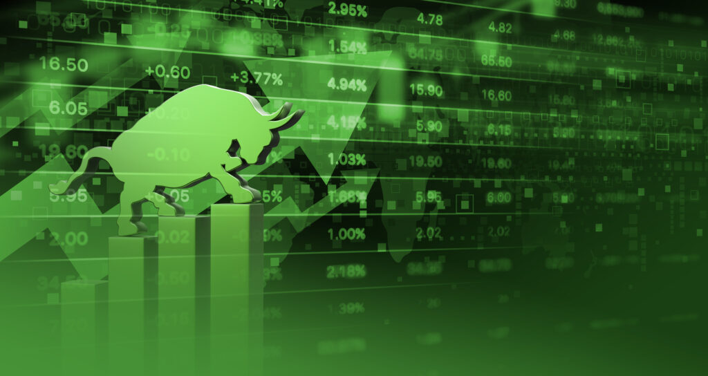 stocks up green arrow bull market