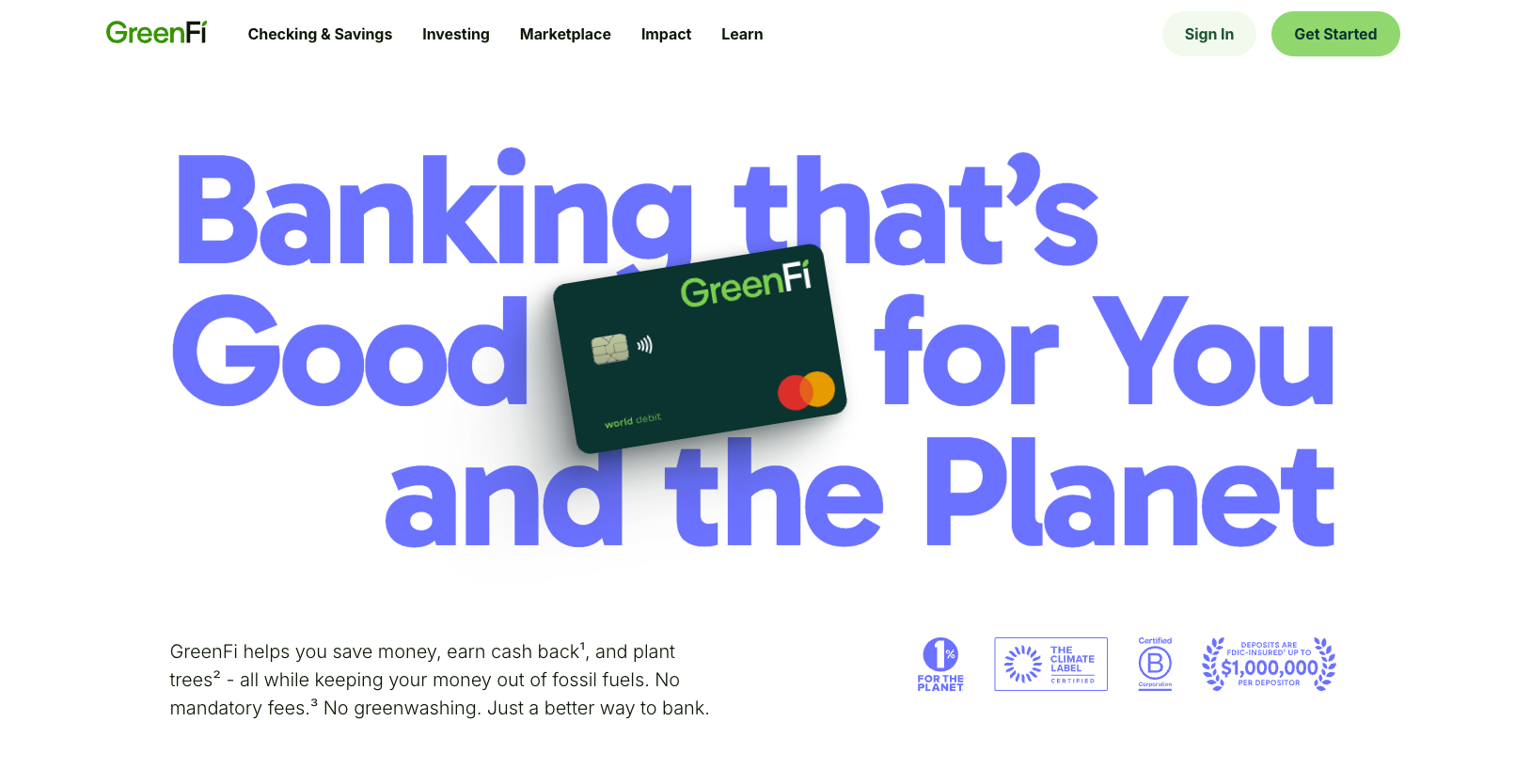 GreenFI homepage