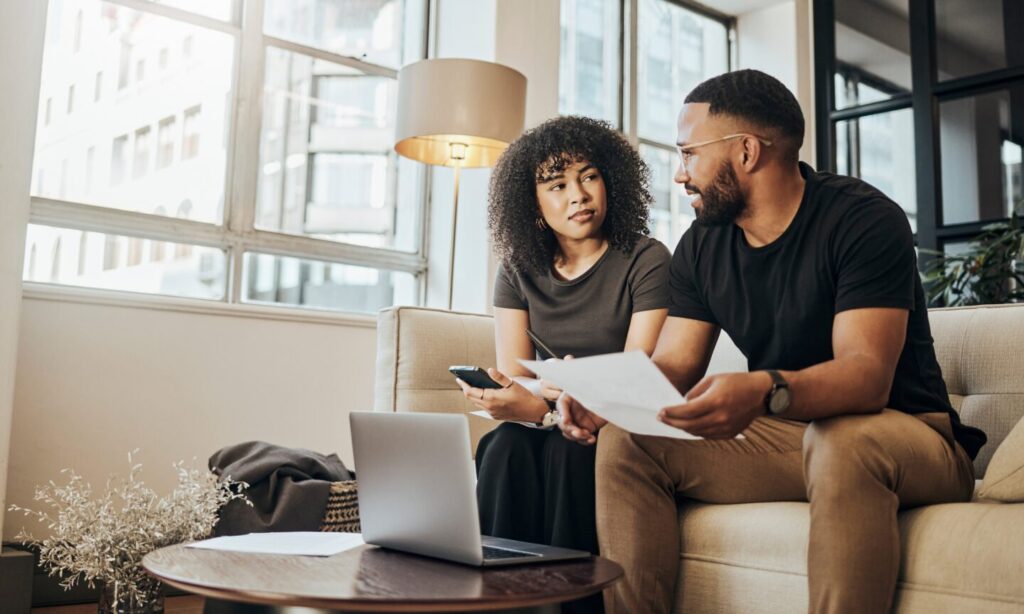Couple reviewing finances