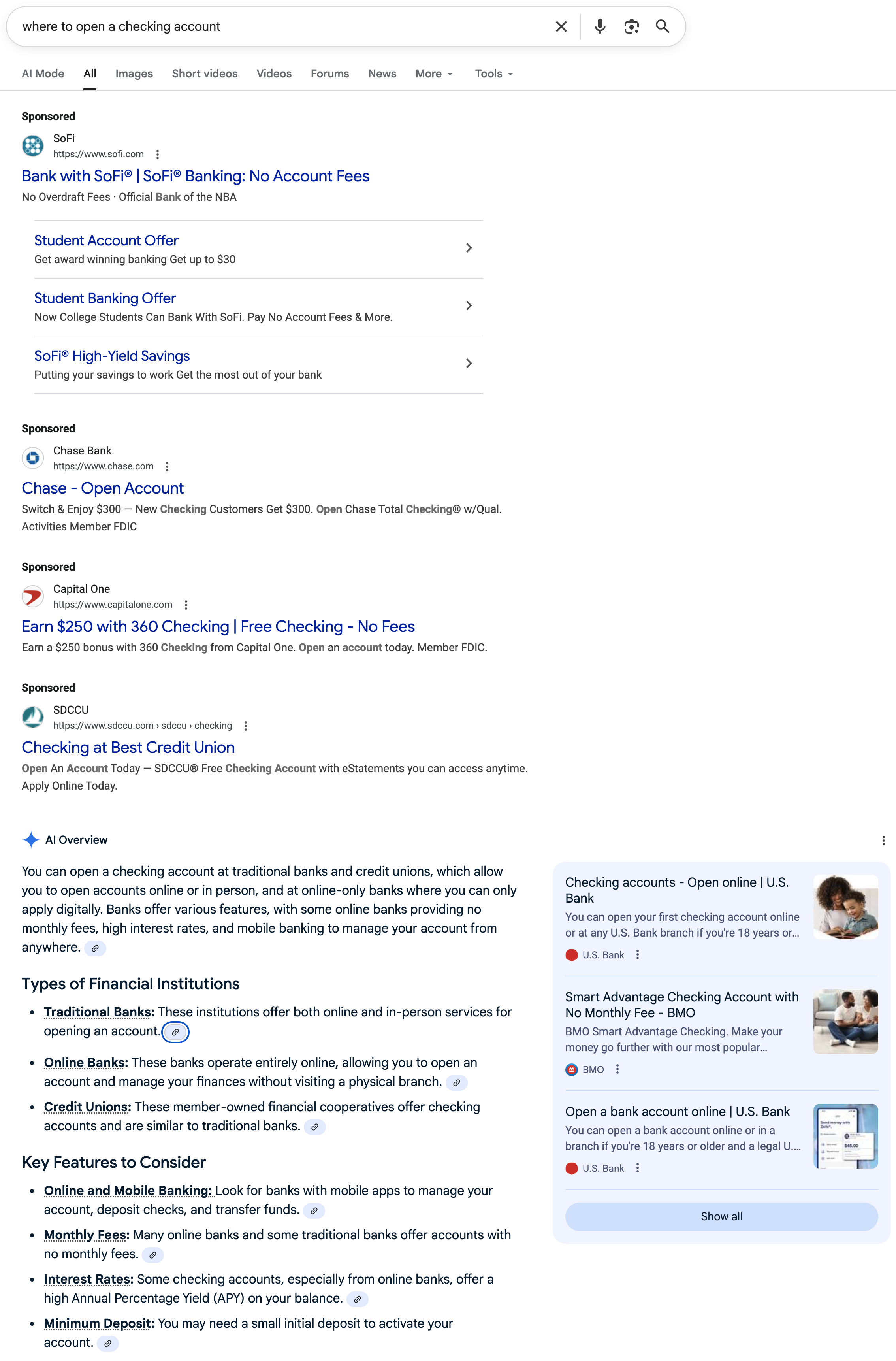 Where to open a checking account | Screenshot by The College Investor