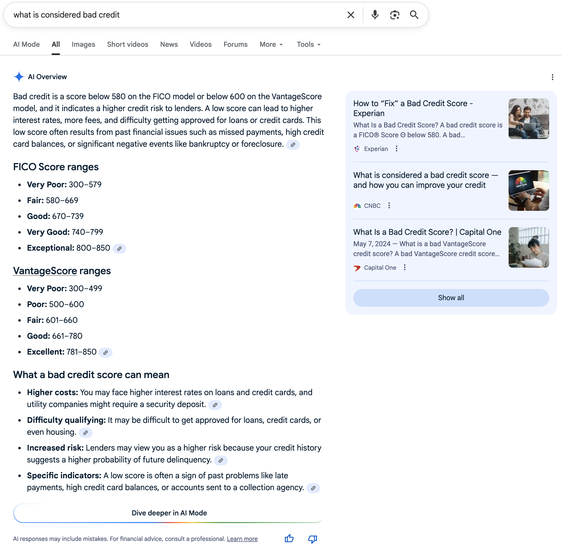 Bad credit | Screenshot by The College Investor