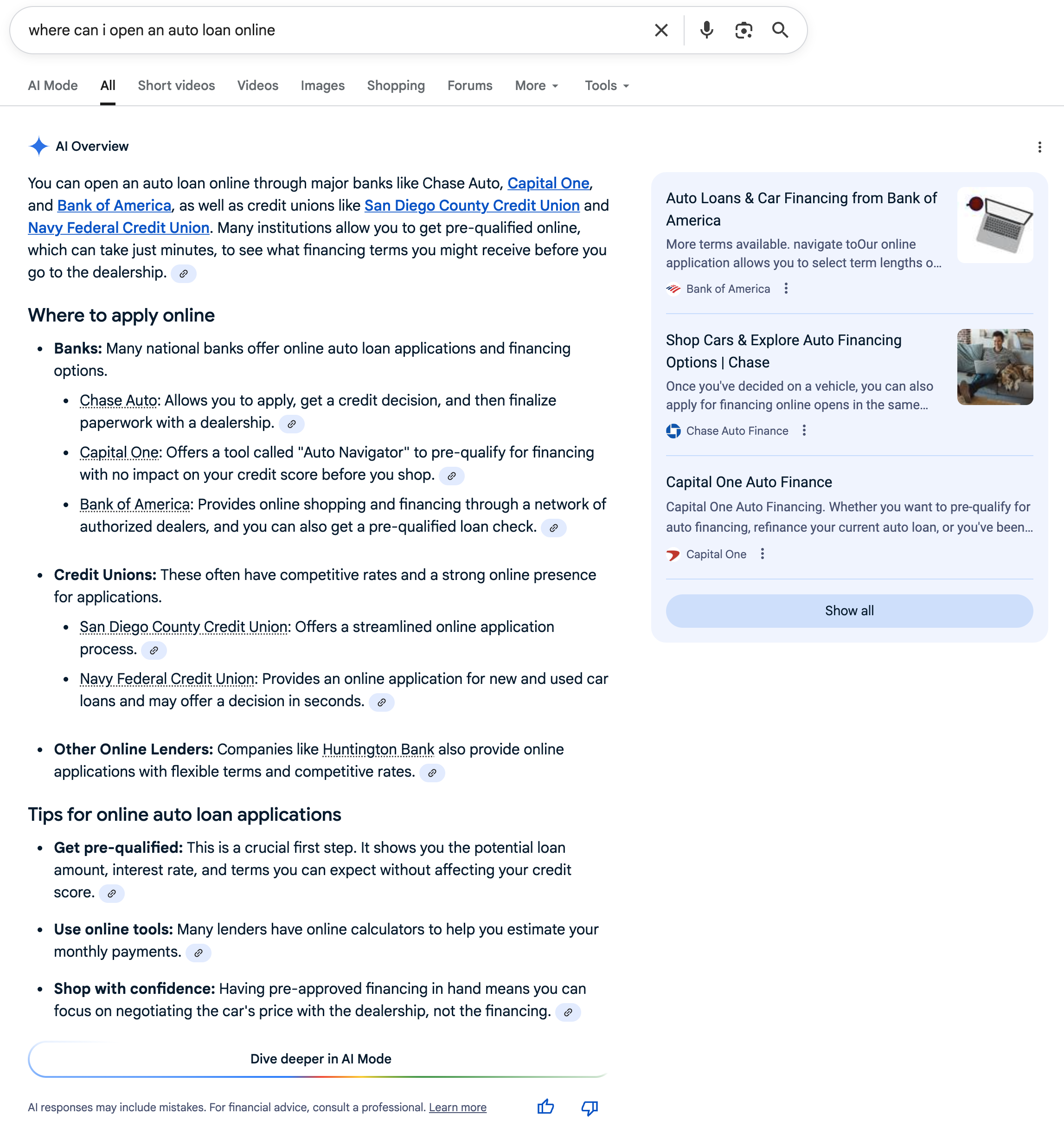 Auto Loans Online | Screenshot by The College Investor