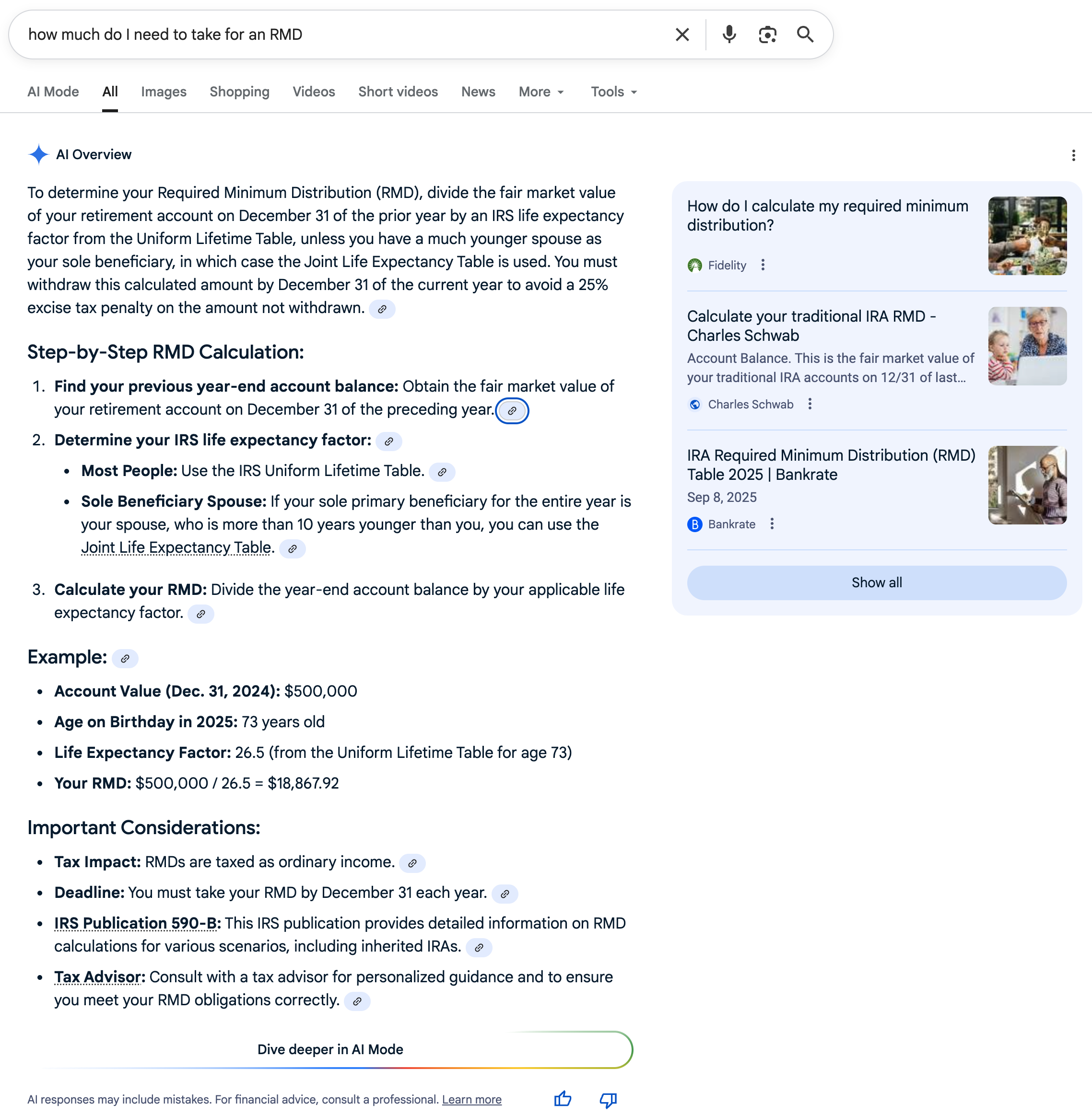 Required Minimum Distribution | Screenshot by The College Investor