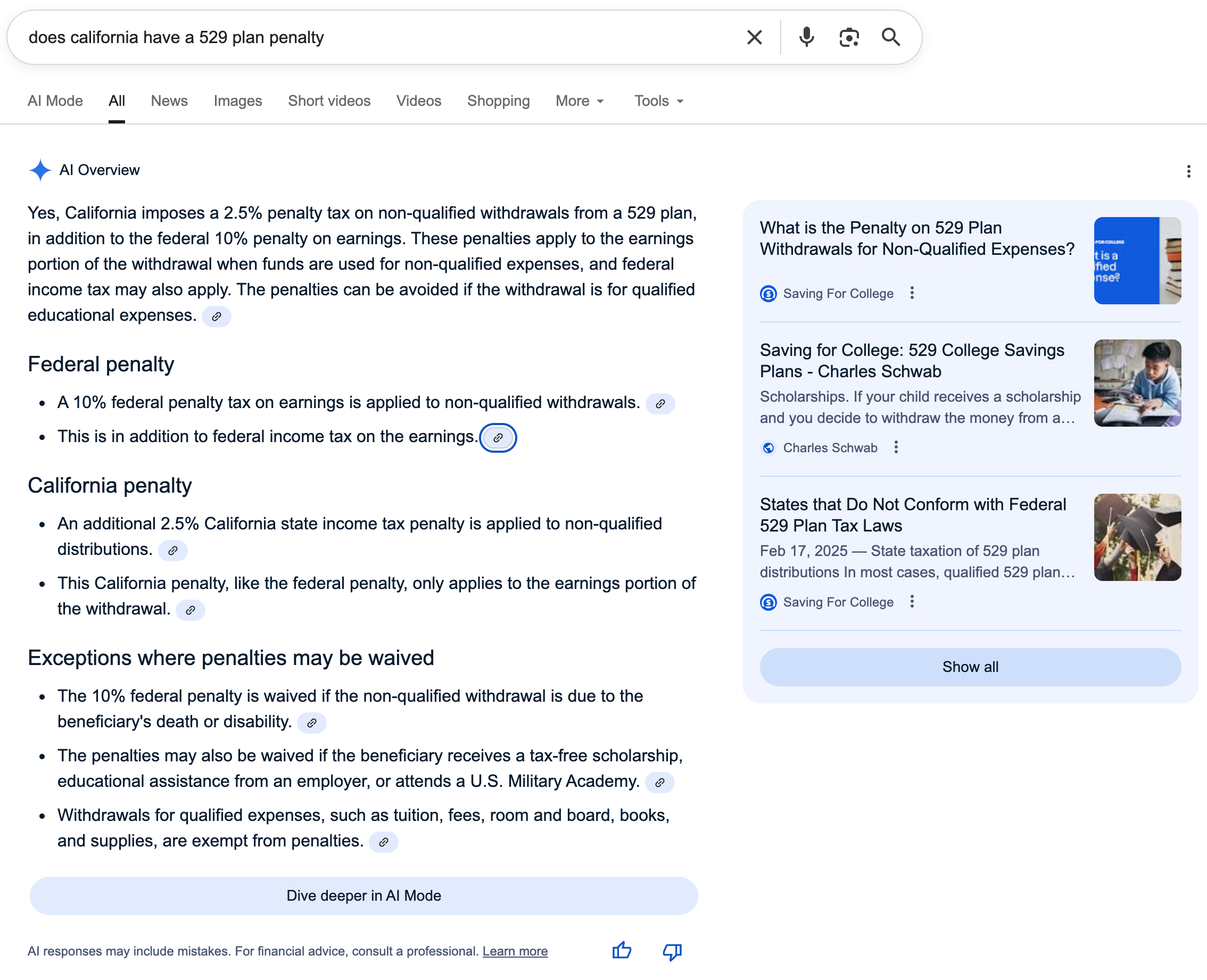 Does California have a 529 plan penalty | Screenshot by The College Investor