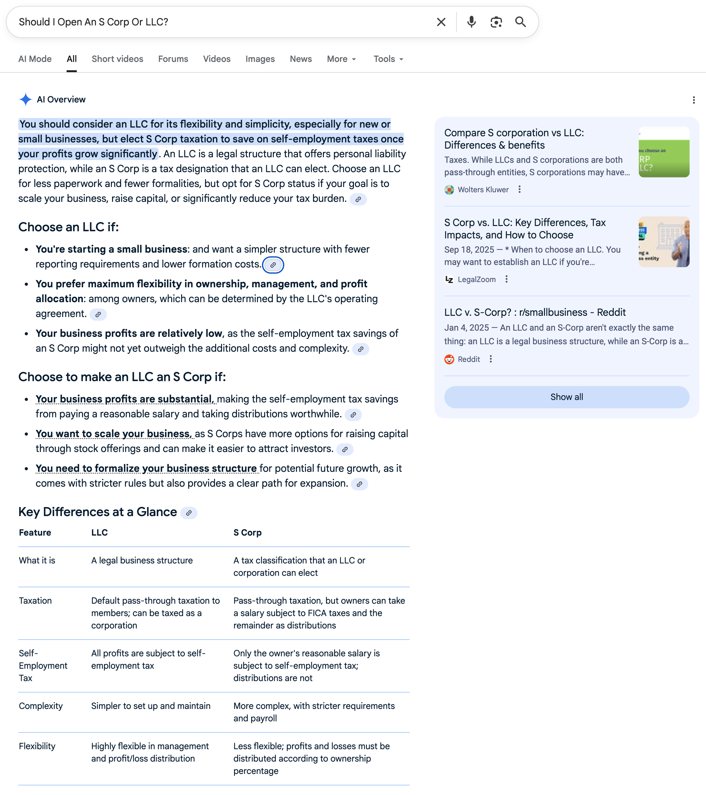 S Corp or LLC | Screenshot by The College Investor