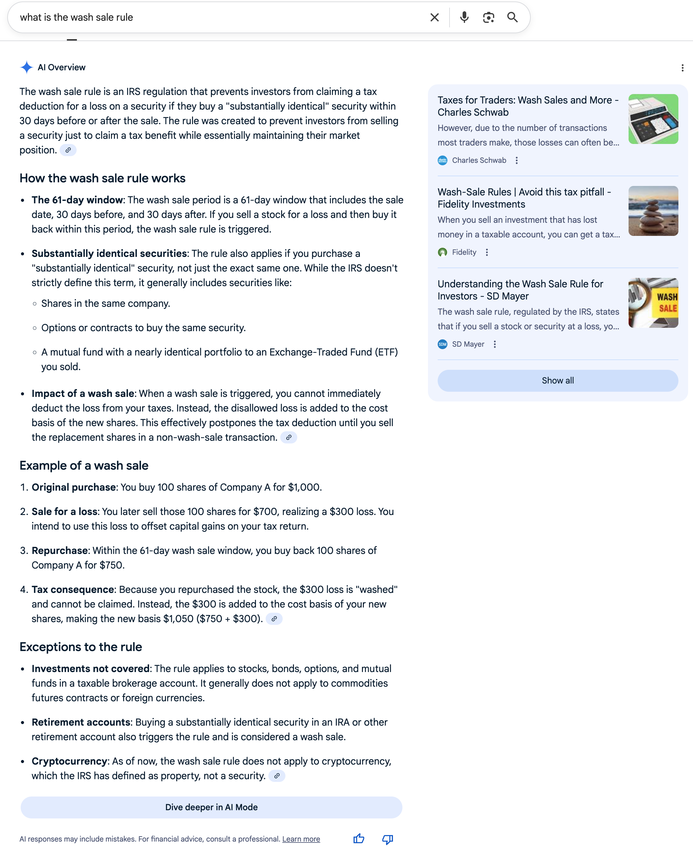 Wash Sale Rule | Screenshot by The College Investor