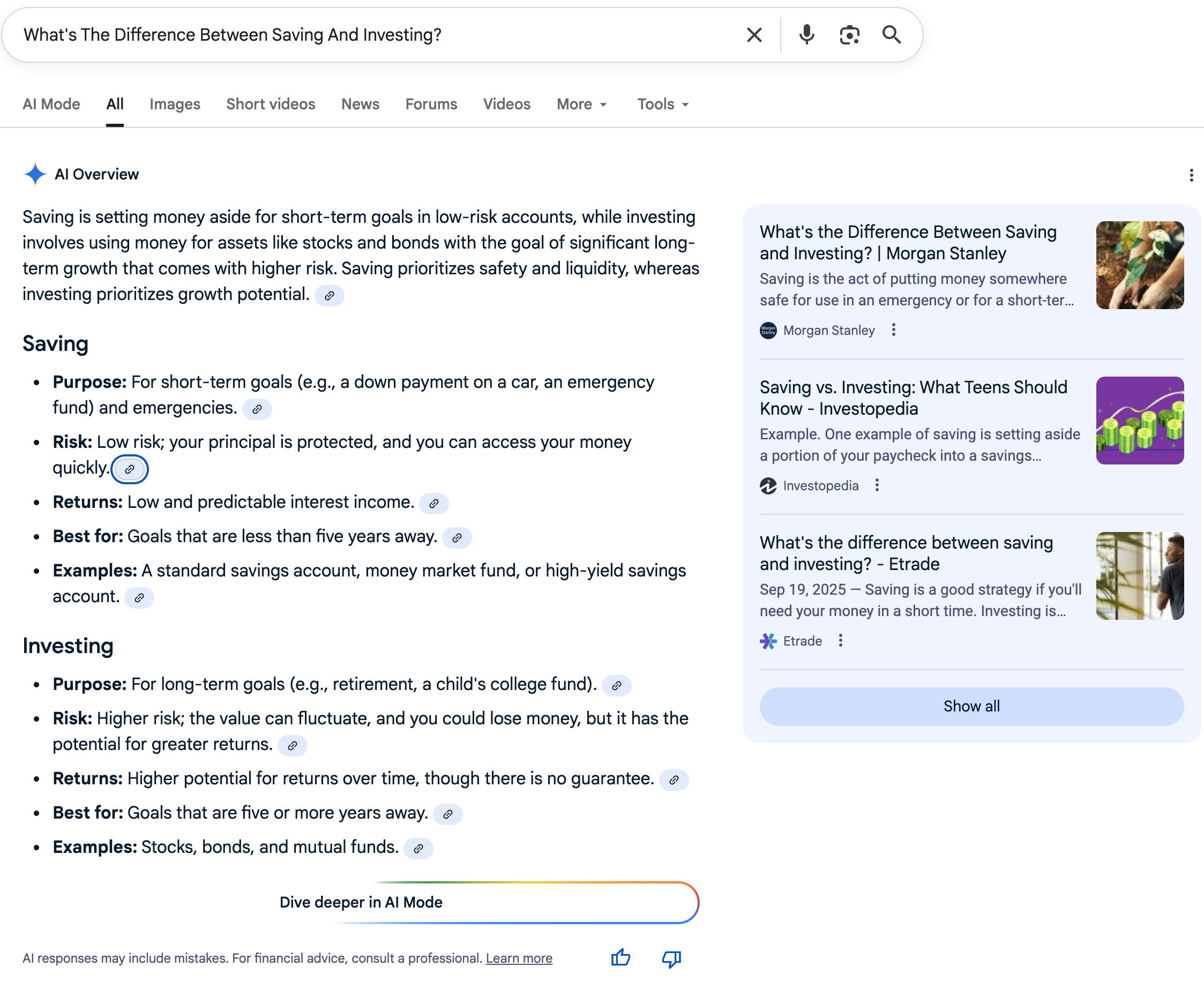 Saving vs Investing | Screenshot by The College Investor