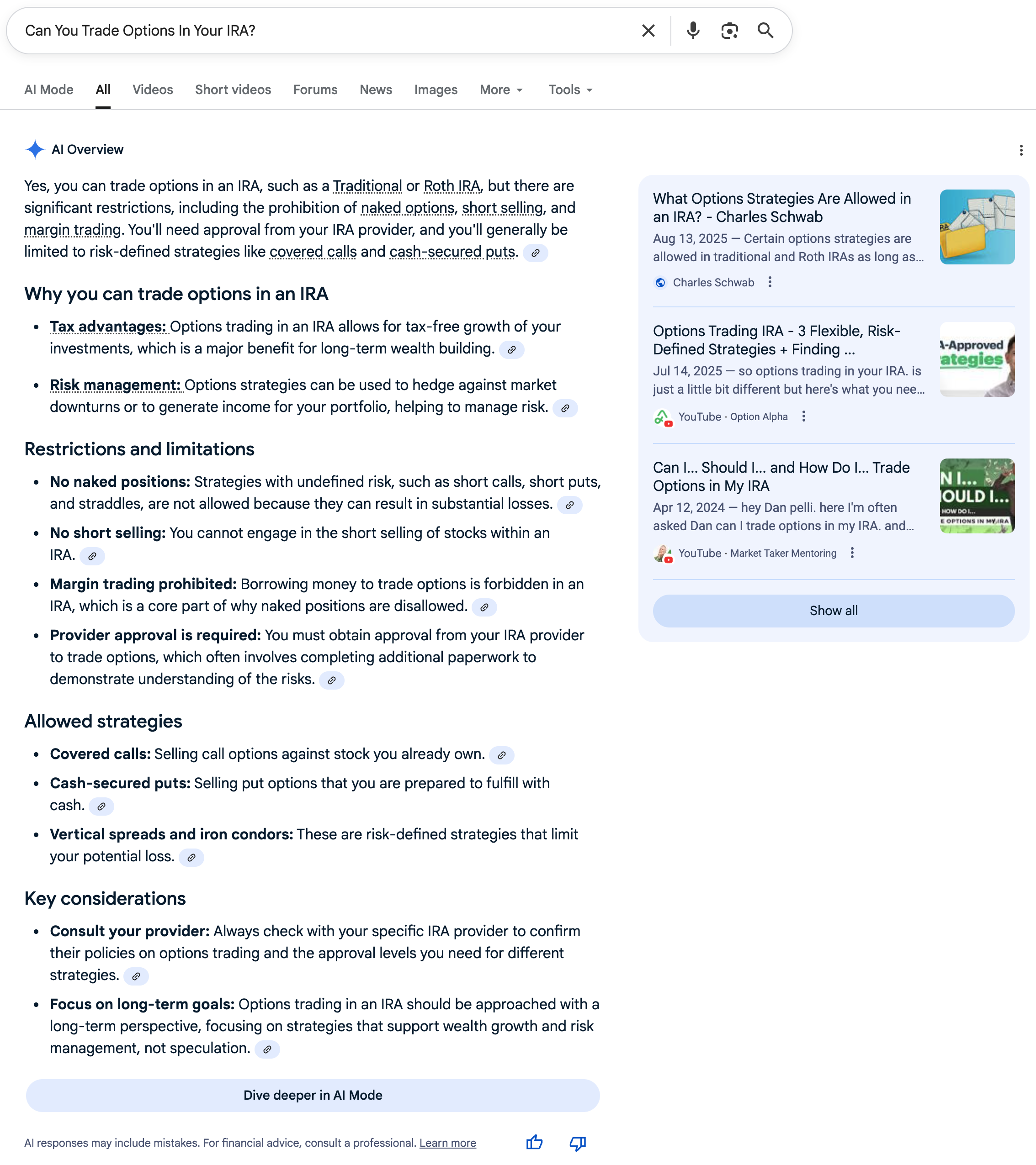 IRA Option Trading | Screenshot by The College Investor