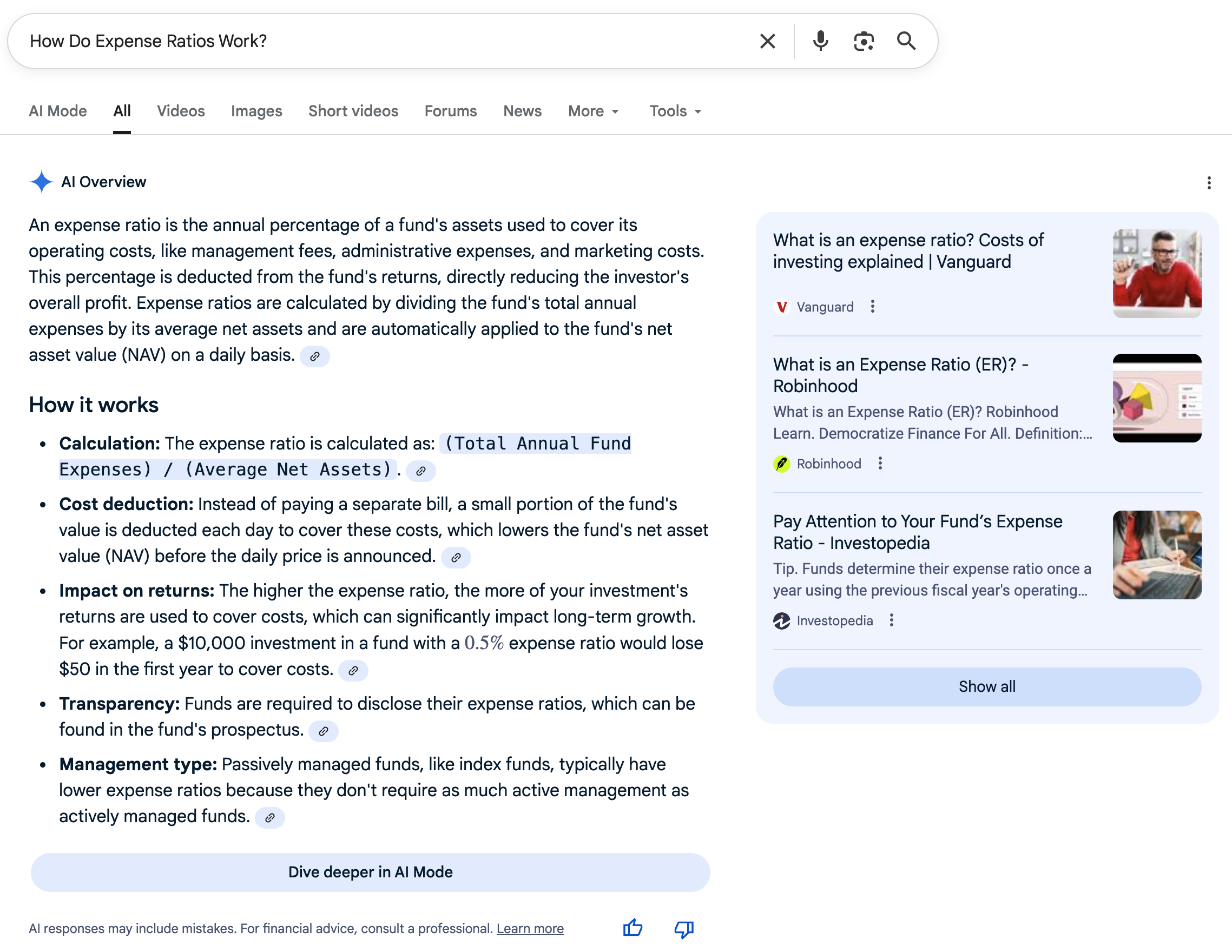 How Do Expense Ratios Work | Screenshot by The College Investor