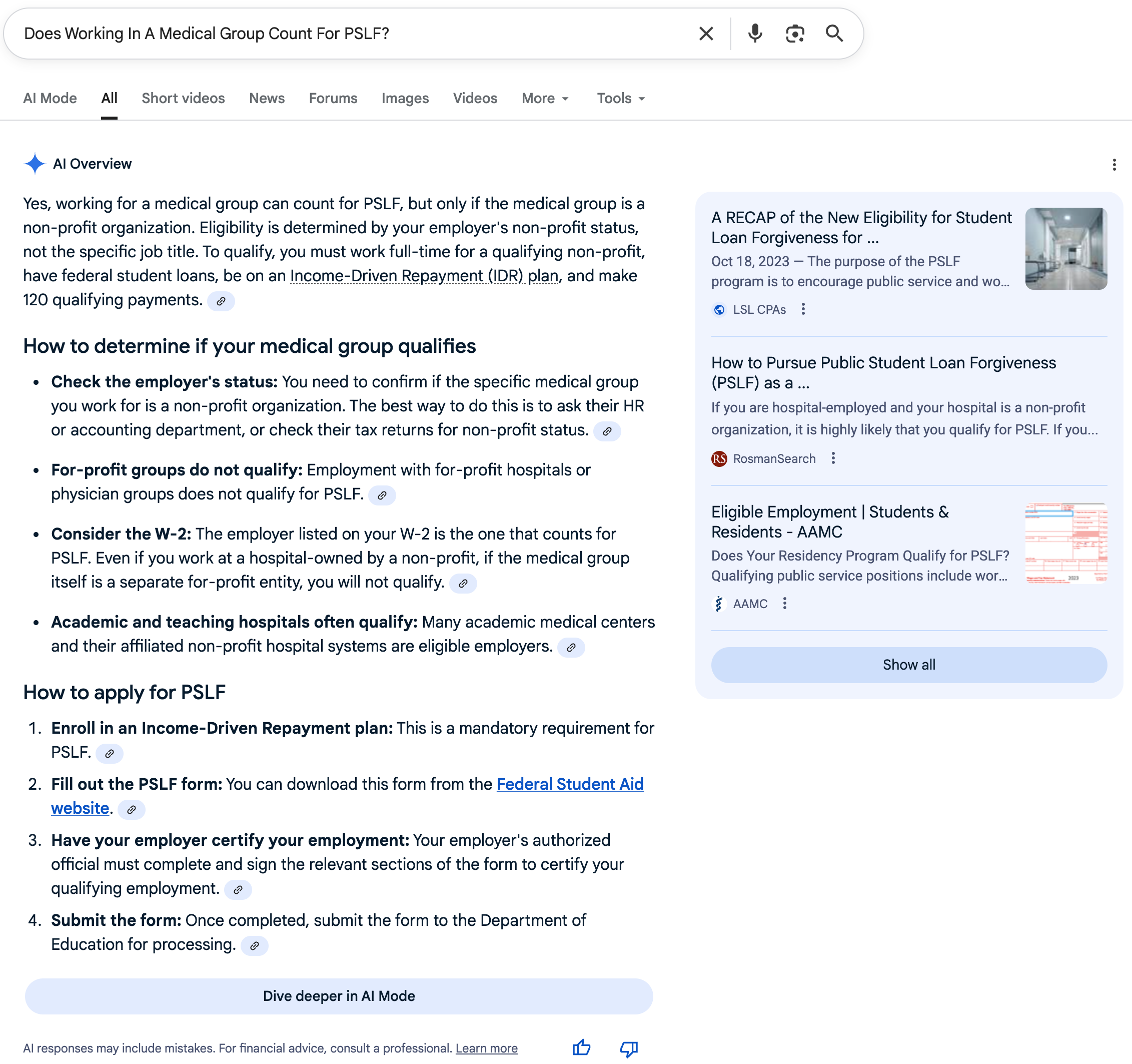 Medical Group | Screenshot by The College Investor