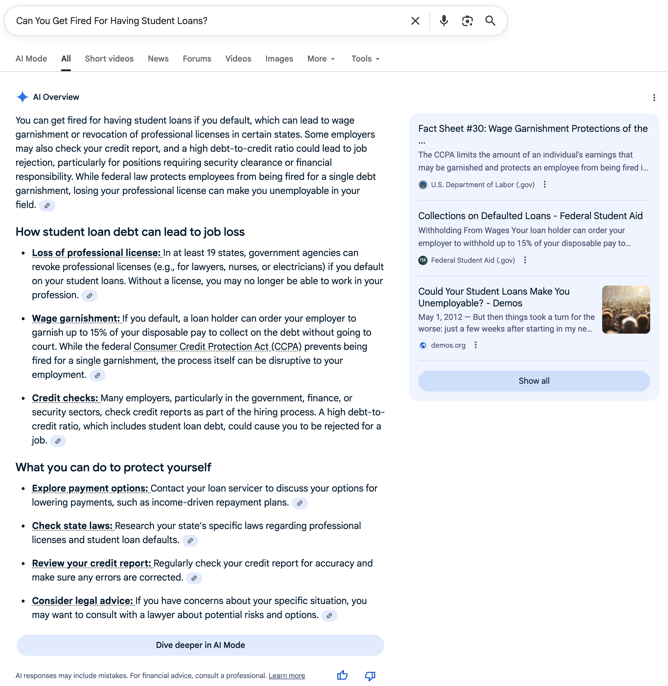 Fired For Student Loans | Screenshot by The College Investor